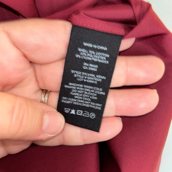 Theory Sylvain Kenai Structure Button-Up Mens XXL Solid Burgundy Dress Shirt - Picture 7 of 9